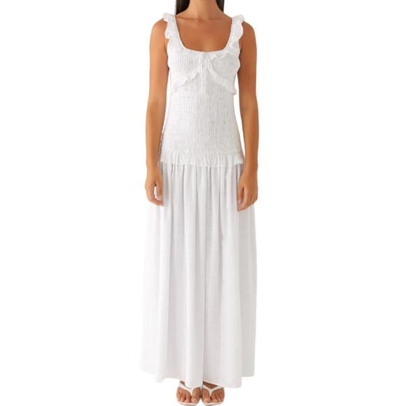 Peppermayo Women's White Westlyn Shirred Maxi Dress Size 2 - Picture 1 of 10